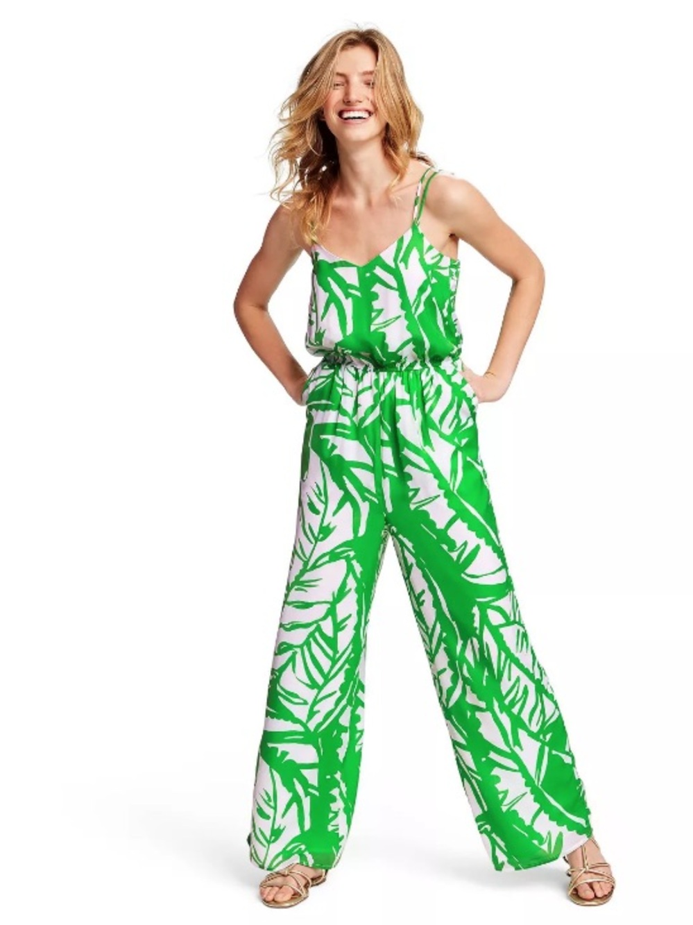 Lilly Pulitzer Target — Boom Boom Jumpsuit — Medium — Green / White Palm Leaf